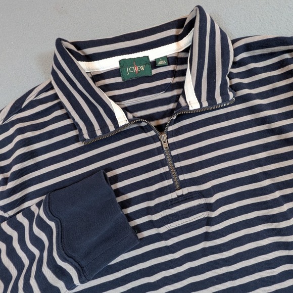J. Crew Other - J. Crew Rugby Quarter-Zip Pullover Men Large Striped Long Sleeve Elbow‎ Patches
